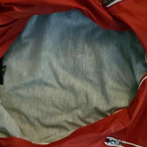 Retro Vintage Style Red w White Piping Hooded Windbreaker Rain Jacket Boys Sz S - Picture 5 of 6